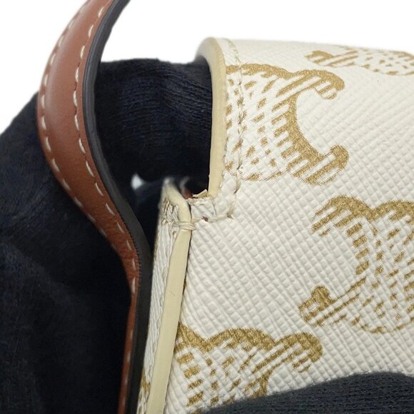 CELINE Triomphe Claude Shoulder Bag PVC/Leather White 194142 - Picture 7 of 13